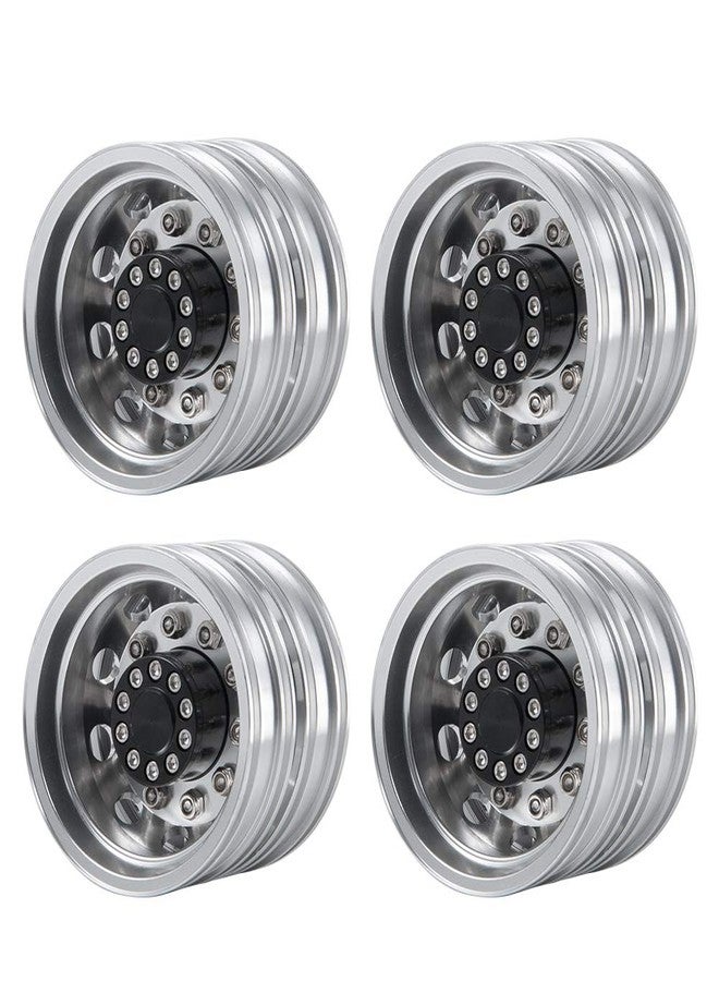 QUE-T 4pcs Aluminum Rear Wheel Hubs Rims for 1/14 Tamiya Tractor Climbing Trailer RC Car Upgrade Parts - Image 1